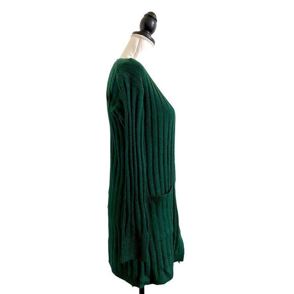 No Boundaries Long Sleeve Lace Up Sweater Cardigan Forrest Green Ladies Small - Picture 6 of 7